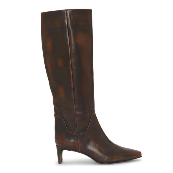 Vince Camuto Avriah Wide Calf Knee High Boots Women's 6.5 Dark Caramel Leather - Picture 7 of 7